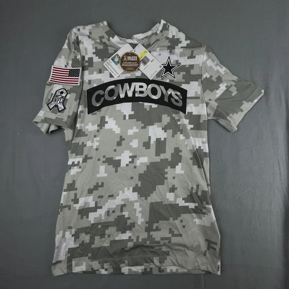 Dallas Cowboys Shirt Mens Small NFL Football Nike Salute To Service‎ Camo NEW
